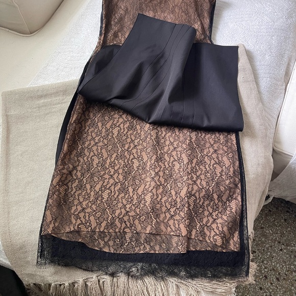 michael kors black lace dress Women Size 6 Michael Kors Made in Italy Black, White Plaid Wool Skirt Lace  Top Dress